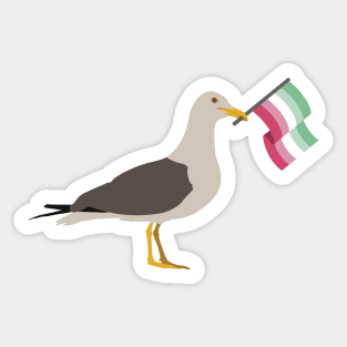 Seagull Holding Abrosexual Pride Flag Sticker